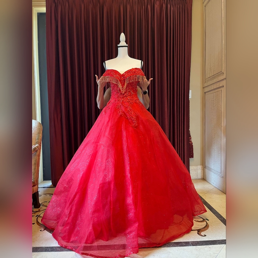 Beautiful Sparkly Off Shoulder Gown!
